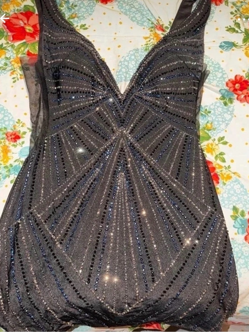 Ashley Lauren Black Sequin V-Neck Mini Dress